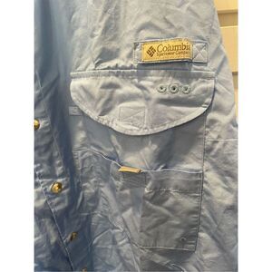 NWT Columbia PFG Long Sleeve Vented Fishing Shirt Blue Manatee County Men’s Sz L